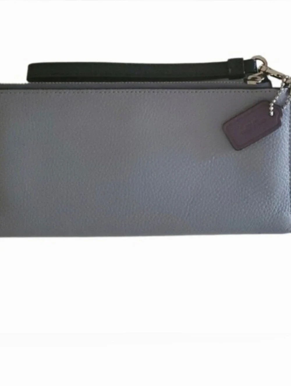 Coach Pebble Leather Zip Wristlet in Light Blue